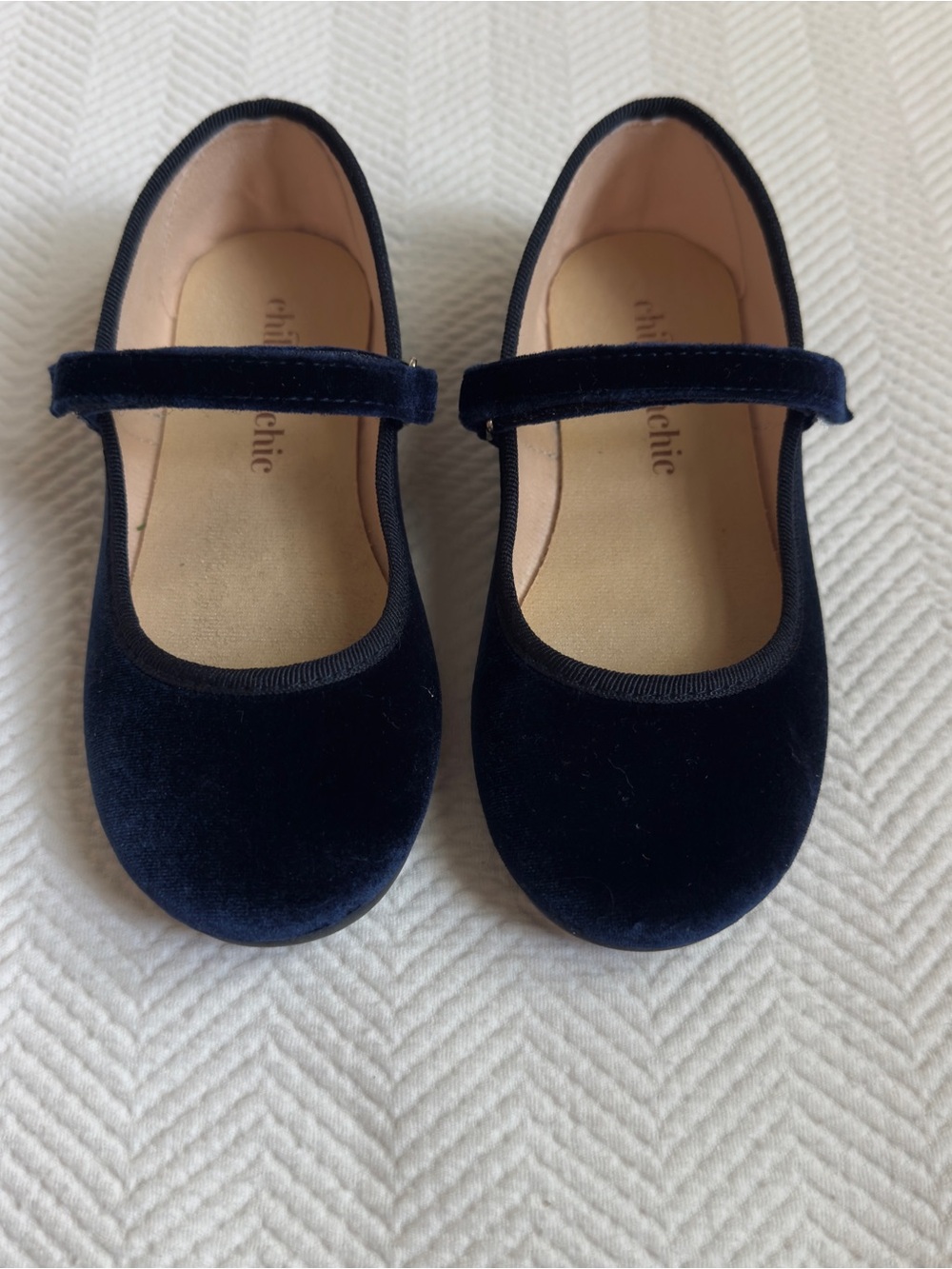 Childrenchic Navy Velvet Mary Jane Shoes, Size US 11/ EU 28